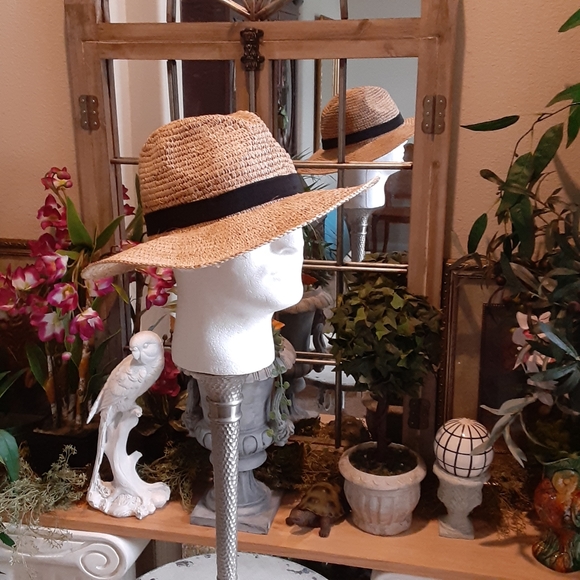 J. Crew, Raffia Straw, Floppy Banded Fedora, Size Medium-Large , Unisex - Picture 4 of 9